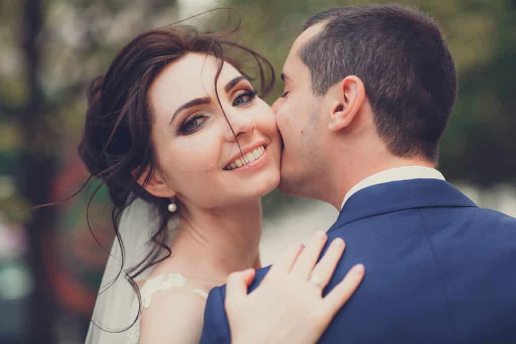 Sensual portrait of a young couple. Wedding photo outdoor